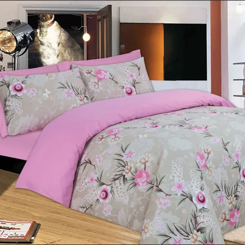 Σετ Σεντόνια Le Blanc Premium Pink Rose Μονά με λάστιχο 100x200 33