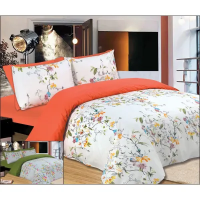 Σετ Σεντόνια Le Blanc Premium Flowers Peach Μονά με λάστιχο 100x200 33