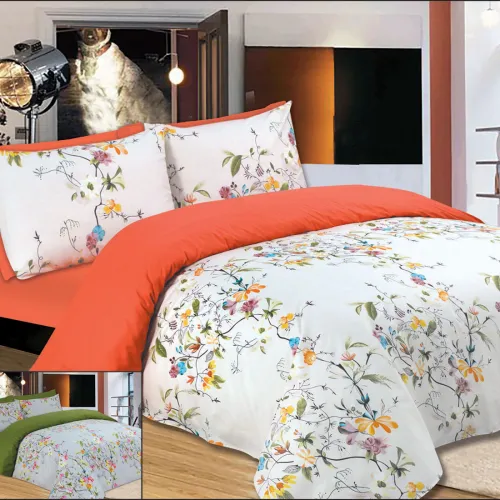 Σετ Σεντόνια Le Blanc Premium Flowers Peach Μονά με λάστιχο 100x200 33