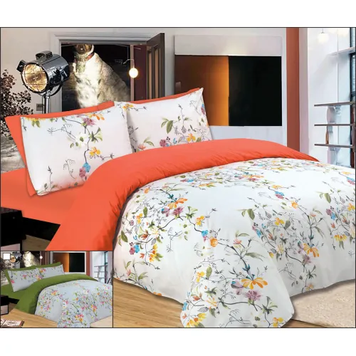 Σετ Σεντόνια Le Blanc Premium Flowers Peach Μονά με λάστιχο 100x200 33