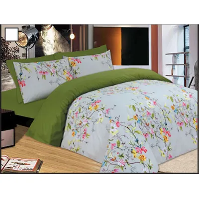 Σετ Σεντόνια Le Blanc Premium Flowers Green Μονά με λάστιχο 100x200 33