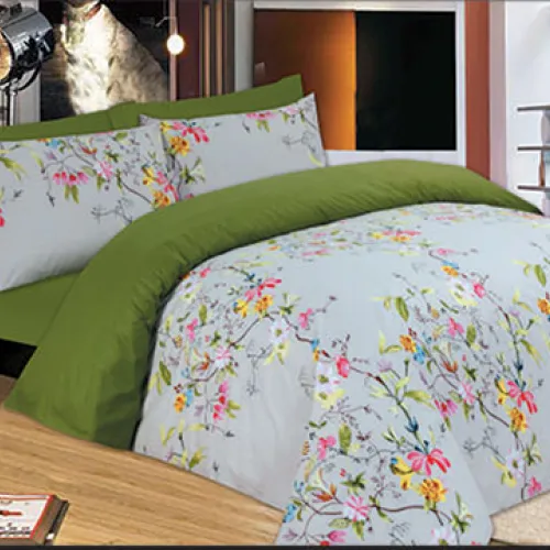 Σετ Σεντόνια Le Blanc Premium Flowers Green Μονά με λάστιχο 100x200 33