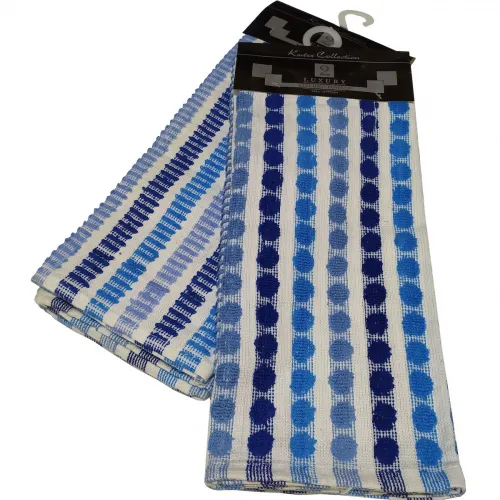 Σετ Ποτηρόπανα 2τεμ.ΚΟΜΒΟΣ πετσετέ LUXURY 100%  Cotton 45x65 Blue