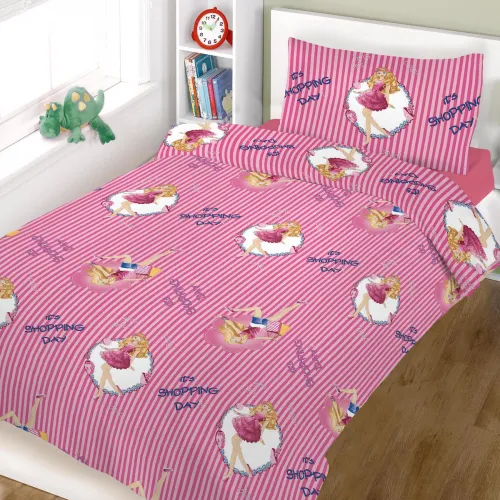 Σετ σεντόνια ΚΟΜΒΟΣ shopping girl με λάστιχο μονά 160x240