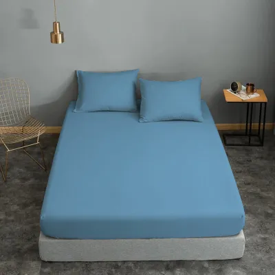 Σεντόνι ΚΟΜΒΟΣ Cotton Line Μονόχρωμο Sky Blue Μονό με λάστιχο 100x200 22