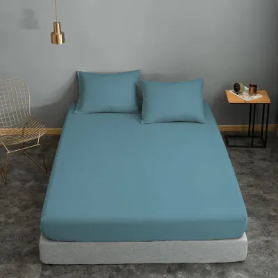 Σεντόνι ΚΟΜΒΟΣ Cotton Line Μονόχρωμο Dolphin Blue Μονό με λάστιχο 100x200 22