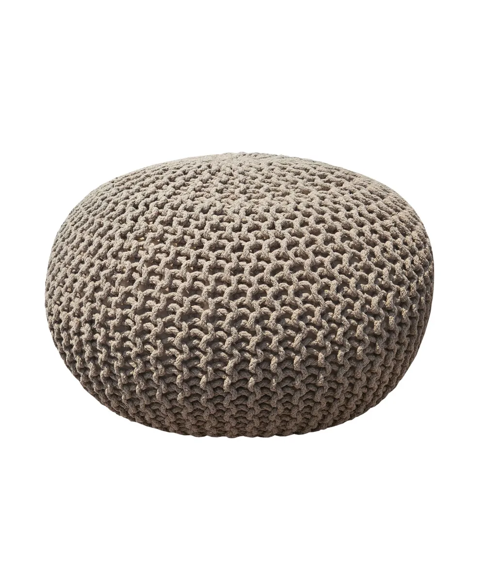 Πουφ Macrame ΚΟΜΒΟΣ με εσωτερικη γέμιση 70x70x45 Beige