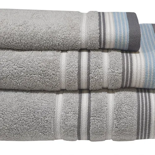 Πετσέτα ΚΟΜΒΟΣ Satin Stripe Πεννιέ 450γρ/m2 100%  Cotton Χειρός Grey  30x50