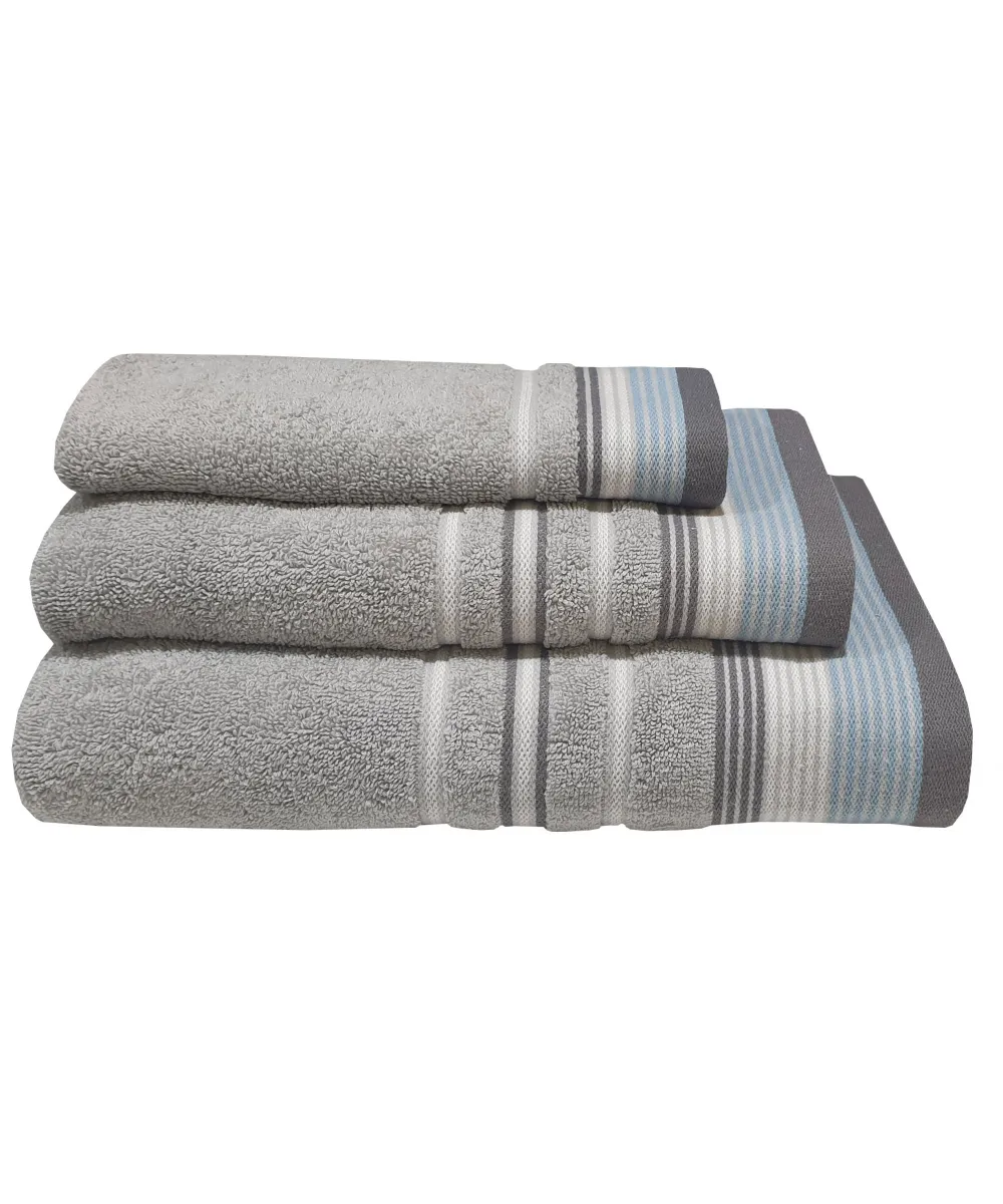 Πετσέτα ΚΟΜΒΟΣ Satin Stripe Πεννιέ 450γρ/m2 100%  Cotton Προσώπου Grey  50x90