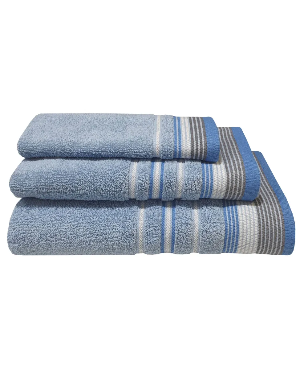 Πετσέτα ΚΟΜΒΟΣ Satin Stripe Πεννιέ 450γρ/m2 100%  Cotton Προσώπου Light Blue 50x90