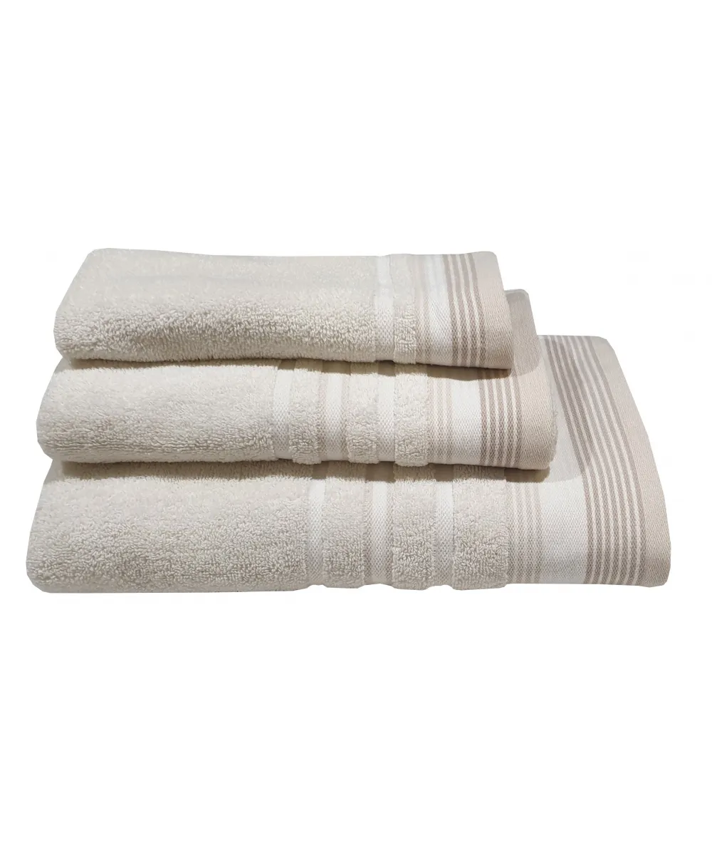 Πετσέτα ΚΟΜΒΟΣ Satin Stripe Πεννιέ 450γρ/m2 100%  Cotton Προσώπου Sand 50x90