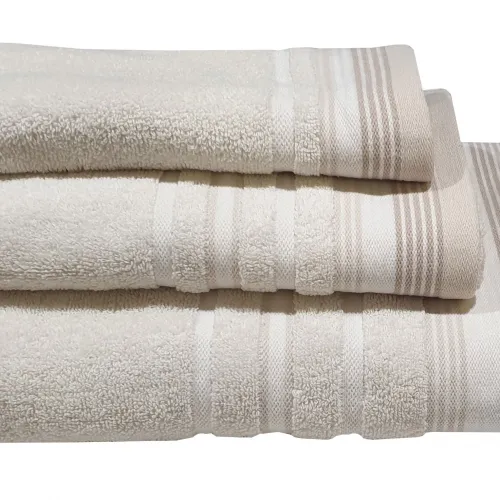 Πετσέτα ΚΟΜΒΟΣ Satin Stripe Πεννιέ 450γρ/m2 100%  Cotton Προσώπου Sand 50x90