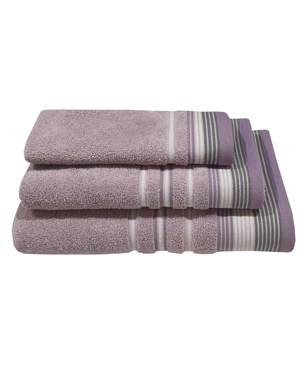 Πετσέτα ΚΟΜΒΟΣ Satin Stripe Πεννιέ 450γρ/m2 100%  Cotton Προσώπου Lilac 50x90
