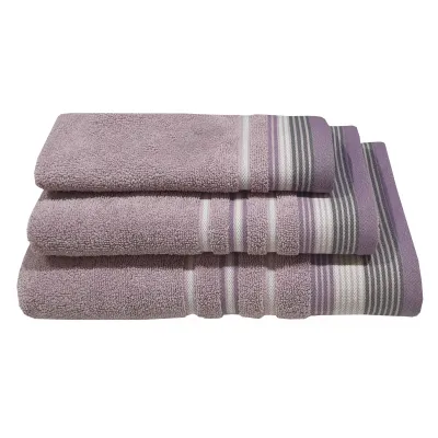 Πετσέτα ΚΟΜΒΟΣ Satin Stripe Πεννιέ 450γρ/m2 100%  Cotton Προσώπου Lilac 50x90