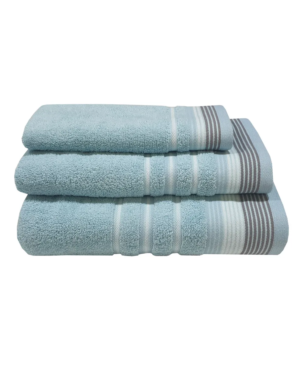Πετσέτα ΚΟΜΒΟΣ Satin Stripe Πεννιέ 450γρ/m2 100%  Cotton Προσώπου Petrol 50x90