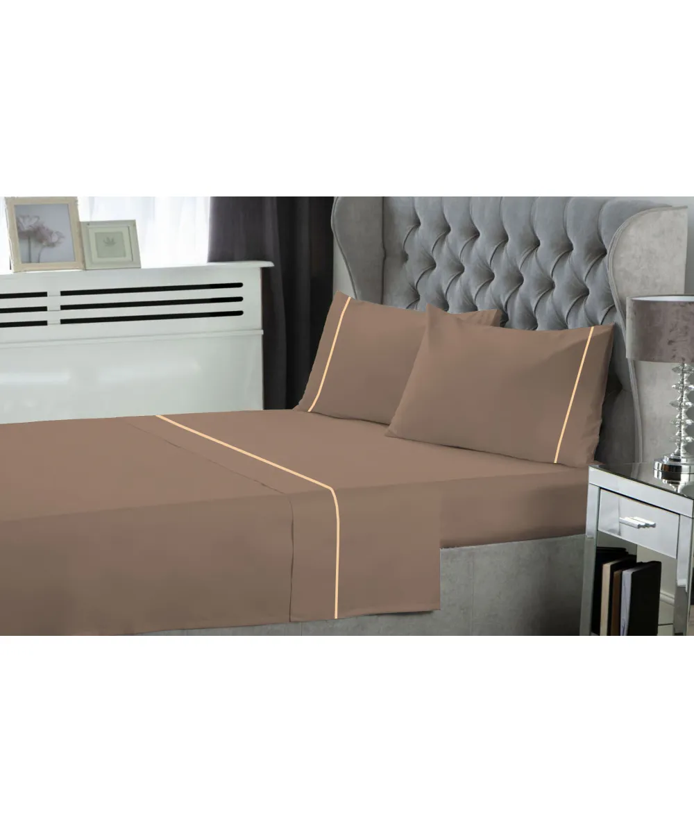 Σετ Σεντόνια Le Blanc Μονόχρωμα  με Φυτίλι Polycotton 50/50 TC144 Light Brown Μονά 170x270