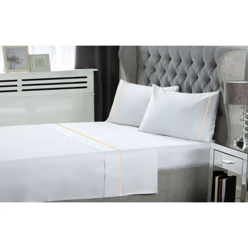 Σετ Σεντόνια LeBlanc Μονόχρωμα με Φυτίλι Polycotton 50/50 TC144 White Υπέρδιπλα 240x270