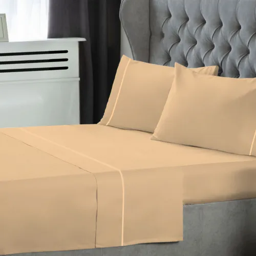 Σετ Σεντόνια LeBlanc Μονόχρωμα με Φυτίλι Polycotton 50/50 TC144 Sand Υπέρδιπλα 240x270