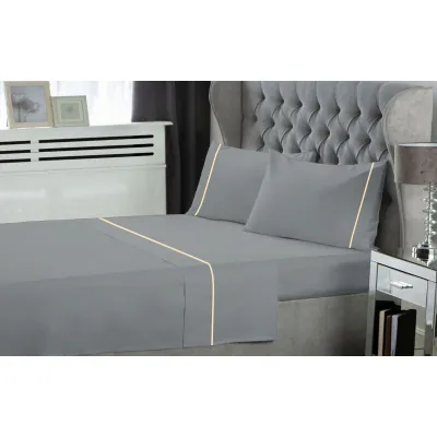 Σετ Σεντόνια LeBlanc Μονόχρωμα με Φυτίλι Polycotton 50/50 TC144 Light Grey Υπέρδιπλα 240x270