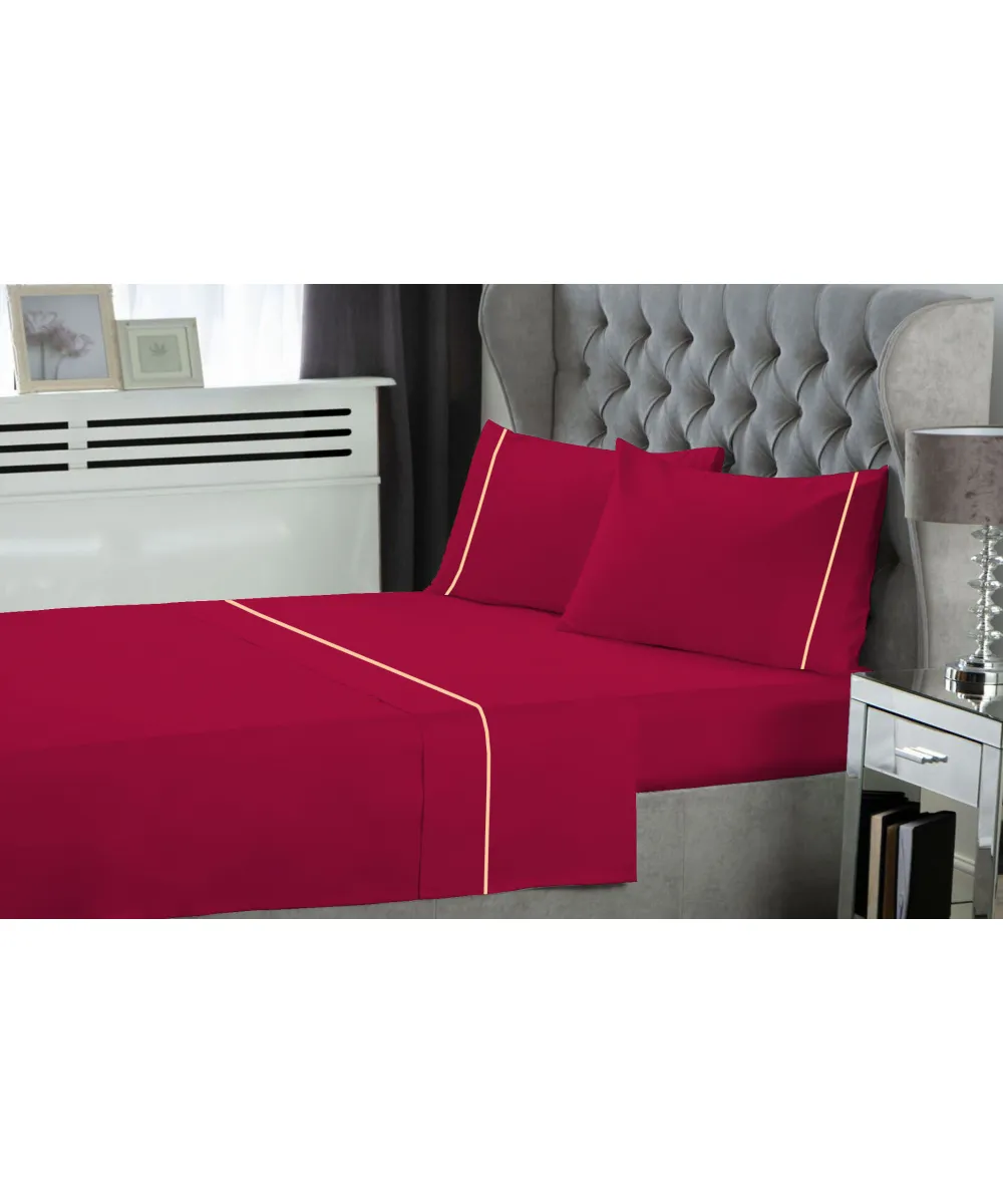 Σετ Σεντόνια LeBlanc Μονόχρωμα με Φυτίλι Polycotton 50/50 TC144 Cherry Υπέρδιπλα 240x270