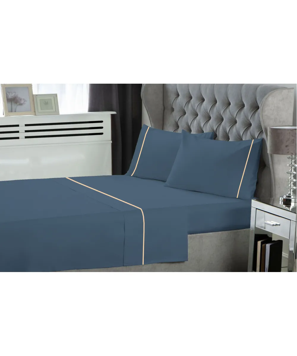 Σετ Σεντόνια LeBlanc Μονόχρωμα με Φυτίλι Polycotton 50/50 TC144 Dusty Blue Υπέρδιπλα 240x270