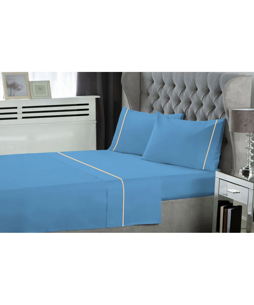Σετ Σεντόνια Le Blanc Μονόχρωμα με Φυτίλι Polycotton 50/50 TC144 Blue Σούπερ Υπέρδιπλα 270x300