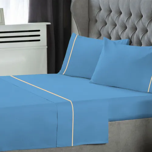 Σετ Σεντόνια Le Blanc Μονόχρωμα με Φυτίλι Polycotton 50/50 TC144 Blue Σούπερ Υπέρδιπλα 270x300