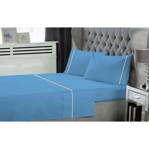 Σετ Σεντόνια Le Blanc Μονόχρωμα με Φυτίλι Polycotton 50/50 TC144 Blue Σούπερ Υπέρδιπλα 270x300