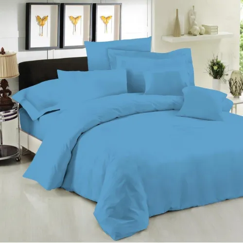Σεντόνι Μεμονομένο LeBlanc Μονόχρωμο Polycotton 50/50 TC144 Blue υπέρδιπλο με λάστιχο 160x200 35