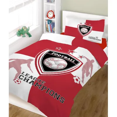 Σετ σεντόνια ΚΟΜΒΟΣ champions RED WHITE μονά 160x240