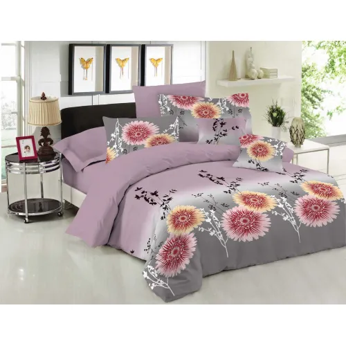 Σετ Σεντόνια Le Blanc Premium Cotton 100%  Chrysanthemum Lilac Μονά με λάστιχο 100x200 33