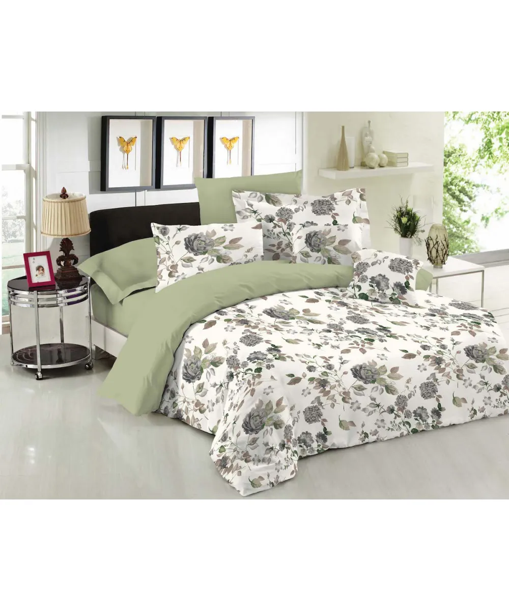 Σετ Σεντόνια Le Blanc Premium Cotton 100%  Rose Olive Μονά με λάστιχο 100x200 33