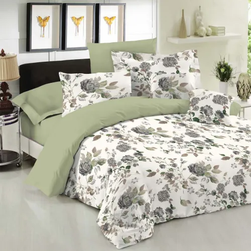 Σετ Σεντόνια Le Blanc Premium Cotton 100%  Rose Olive Μονά με λάστιχο 100x200 33
