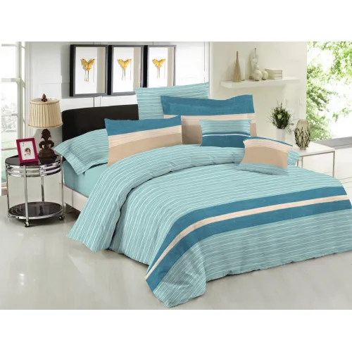 Σετ Σεντόνια Le Blanc Premium Cotton 100%  Brooklyn Aqua Μονά με λάστιχο 100x200 33