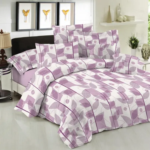 Σετ Σεντόνια Le Blanc Premium Cotton 100%  Leaves Lilac Μονά με λάστιχο 100x200 33