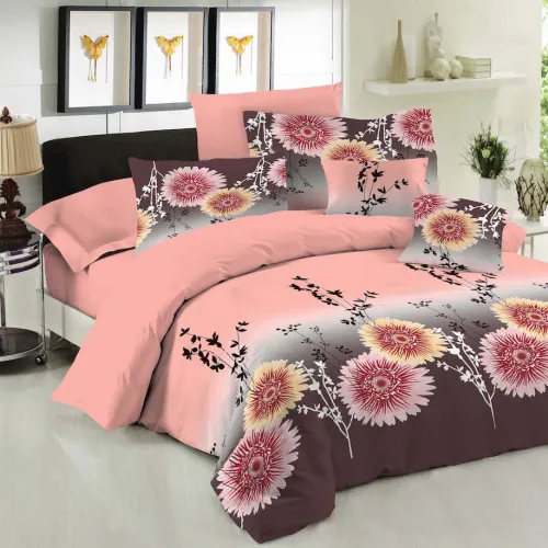 Σετ Σεντόνια Le Blanc Premium Cotton 100%  Chrysanthemum Peach Υπέρδιπλα με λάστιχο 160x200 33