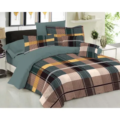 Σετ Σεντόνια Le Blanc Premium Cotton 100%  Squares Green Υπέρδιπλα 240x270