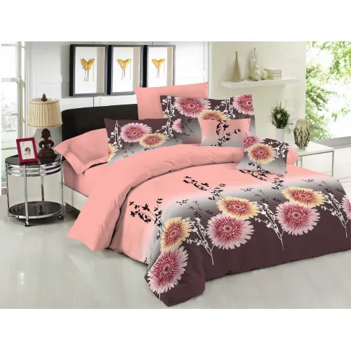 Σετ Κουβερλί Le Blanc Premium Cotton 100%  Chrysanthemum Peach Υπέρδιπλο 220x240