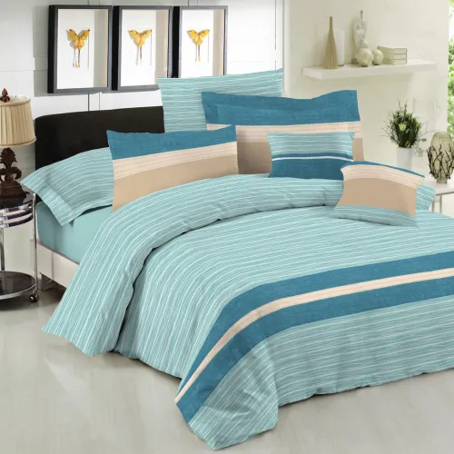 Σετ Κουβερλί Le Blanc Premium Cotton 100%  Brooklyn Aqua Υπέρδιπλο 220x240