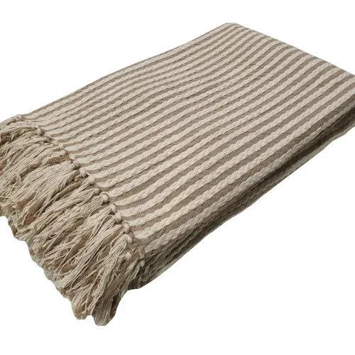 Ριχτάρι Υφαντό ΚΟΜΒΟΣ Βαμβακερό Ινδίας 1Θ Natural - Beige 180x180