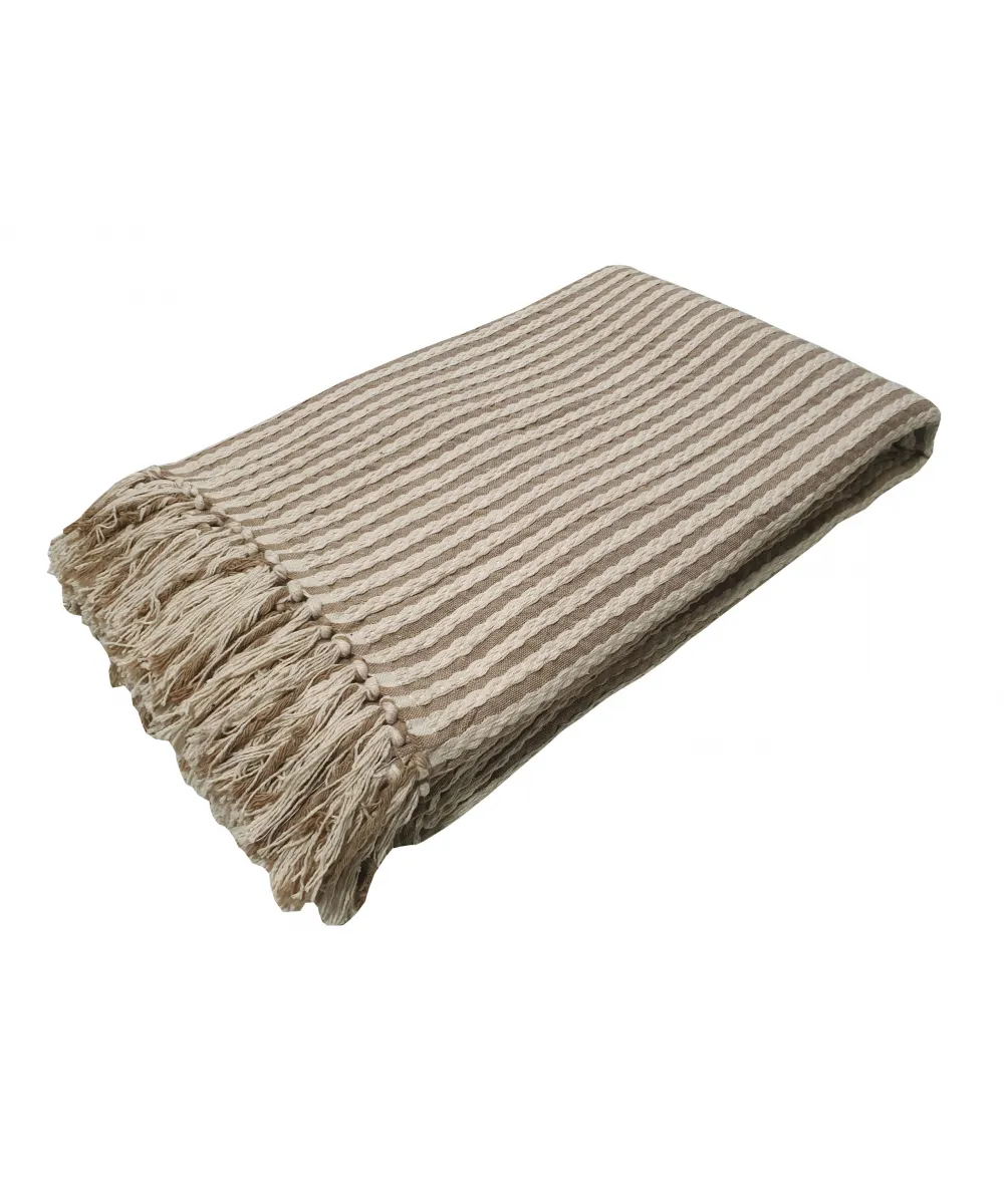 Ριχτάρι Υφαντό ΚΟΜΒΟΣ Βαμβακερό Ινδίας 2Θ Natural - Beige 180x250