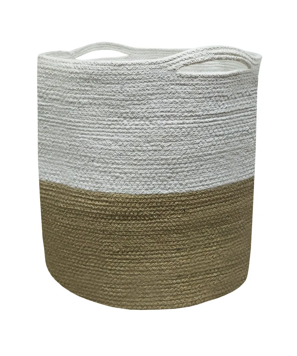 Καλάθι Πλεκτό ΚΟΜΒΟΣ 100% Βαμβάκι Beige - White 40x40 Καλάθι Πλεκτό ΚΟΜΒΟΣ 100% Βαμβάκι Beige - White 40x40