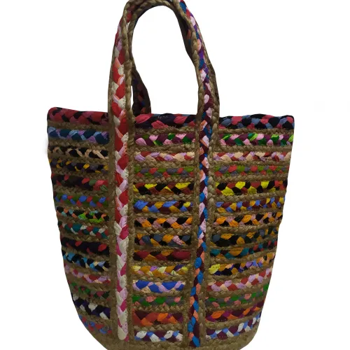 Τσάντα Θαλάσσης ΚΟΜΒΟΣ 100%  Γιούτα Multicolor 40x50 - Design 1