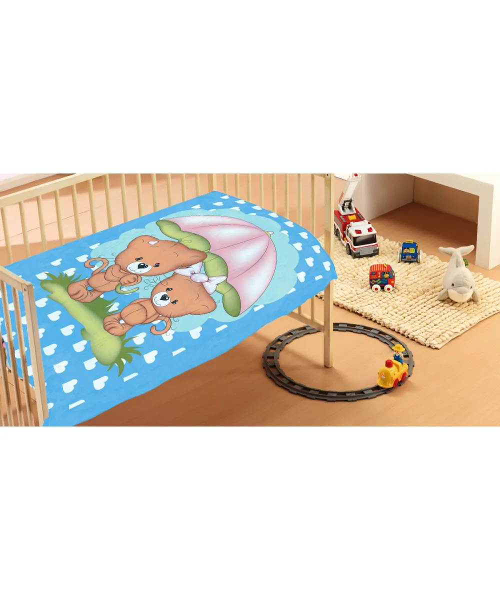 ΚΟΥΒΕΡΤΑ bebe Rainy Bears 05 110Χ140 Sky blue Βελουτέ polyester ΚΟΥΒΕΡΤΑ bebe Rainy Bears 05 110Χ140 Sky blue Βελουτέ polyester