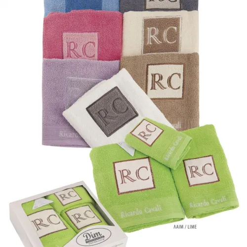 ΠΕΤΣΕΤΑ ΣΕΤ 3 τεμ  RICARDO CAVALLI  30X50,50X90,70X140 ΛΑΙΜ Cotton 100% 