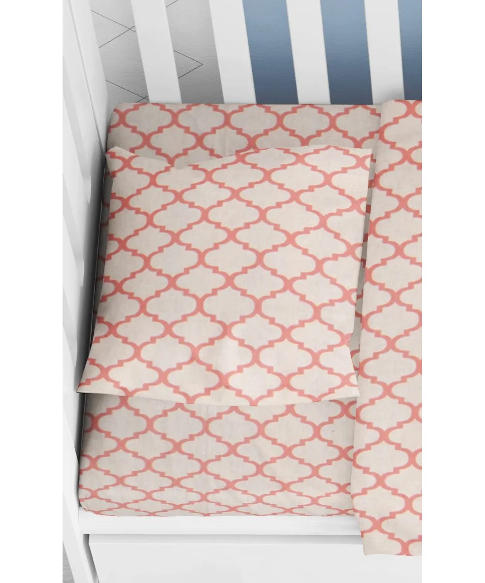 ΜΑΞΙΛΑΡΟΘΗΚΗ ΕΜΠΡΙΜΕ bebe Windows 161 35Χ45 White-Coral Cotton 100% ΜΑΞΙΛΑΡΟΘΗΚΗ ΕΜΠΡΙΜΕ bebe Windows 161 35Χ45 White-Coral Cotton 100%