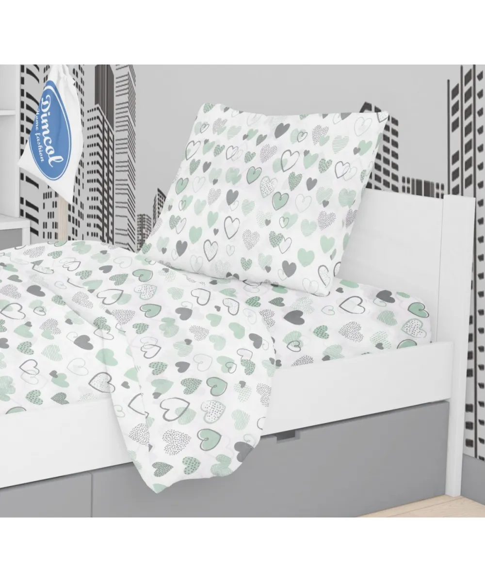 ΜΑΞΙΛΑΡΟΘΗΚΗ ΕΜΠΡΙΜΕ kids Hearts 10 50X70 Green Cotton 100% ΜΑΞΙΛΑΡΟΘΗΚΗ ΕΜΠΡΙΜΕ kids Hearts 10 50X70 Green Cotton 100%