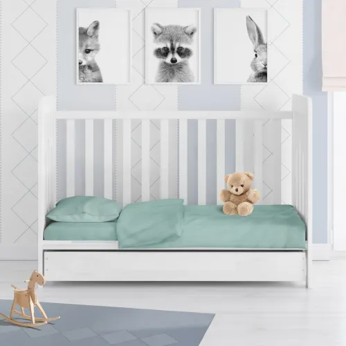 ΣΕΝΤΟΝΙΑ ΣΕΤ 3 τεμ bebe Solid 497 120X160 Aqua Cotton 100% 