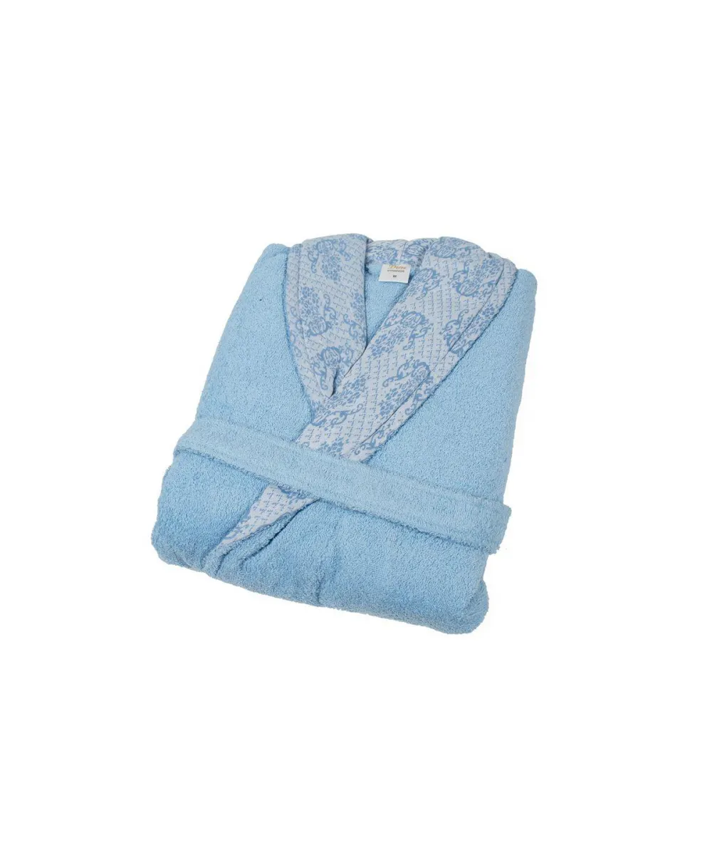 ΜΠΟΥΡΝΟΥΖΙ Cotton 100%  XL με γιακά Ζακάρ φάσα 450 gsm 01 Sky blue
