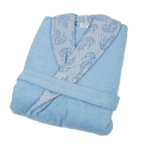 ΜΠΟΥΡΝΟΥΖΙ Cotton 100%  XL με γιακά Ζακάρ φάσα 450 gsm 01 Sky blue